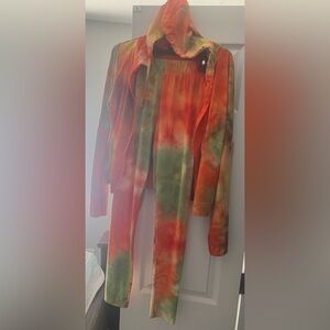 Two Piece Jacket and Stretch Pants Tye Die Outfit